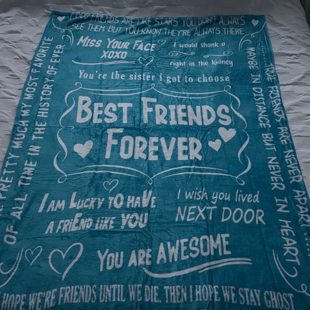Best Friends Forever Blue Throw Blanket